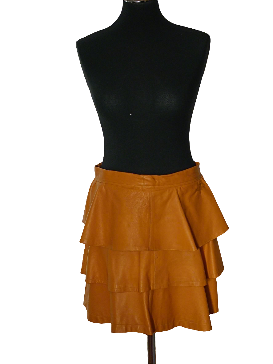 Leder Volant Jupe Mini