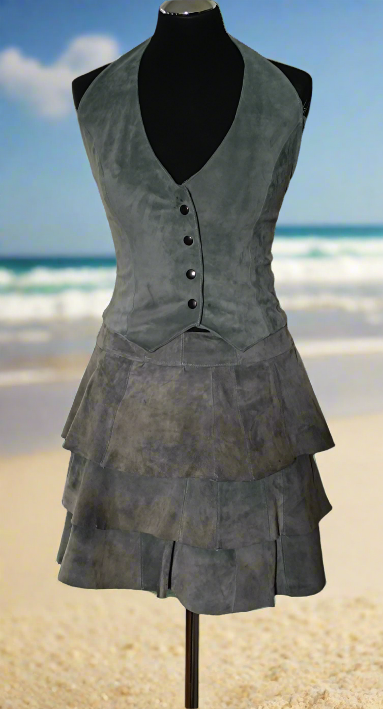 Leder Volant Jupe Mini