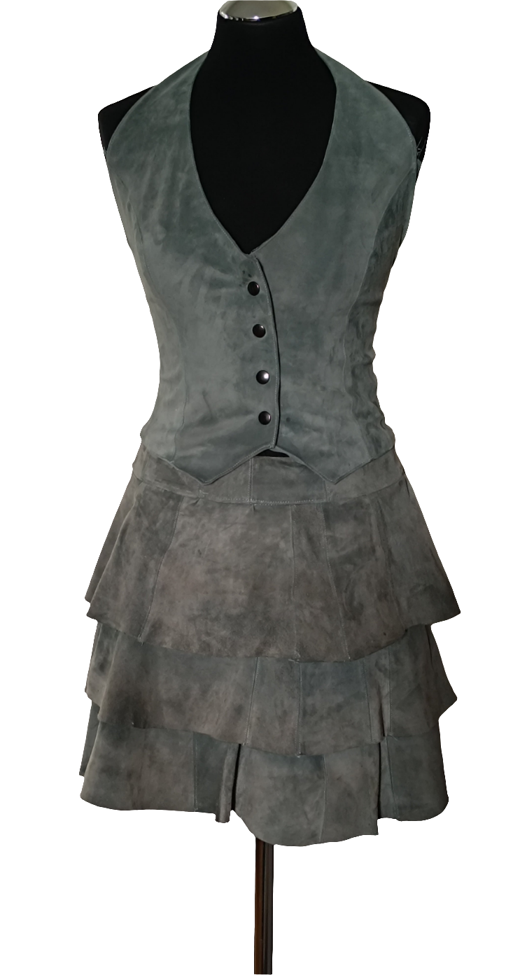 Leder Volant Jupe Mini