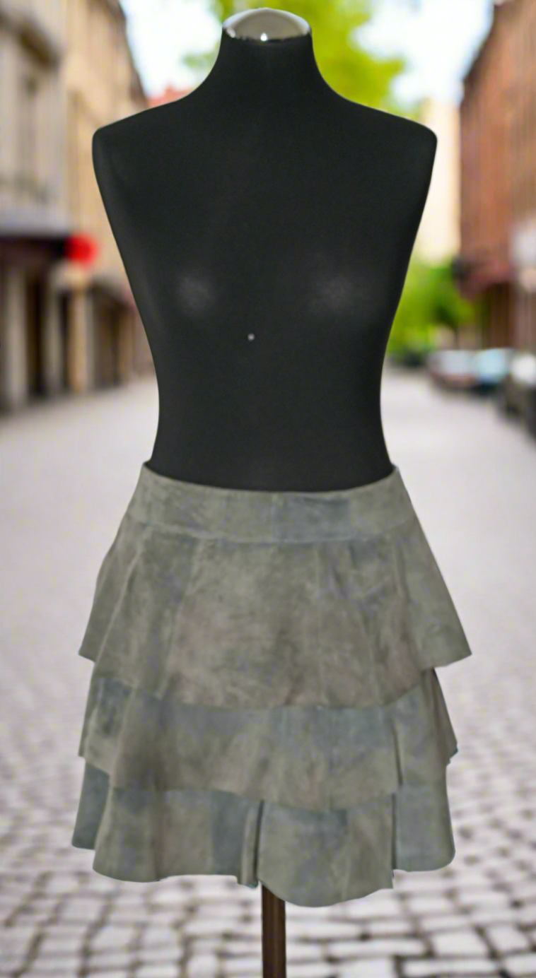 Leder Volant Jupe Mini