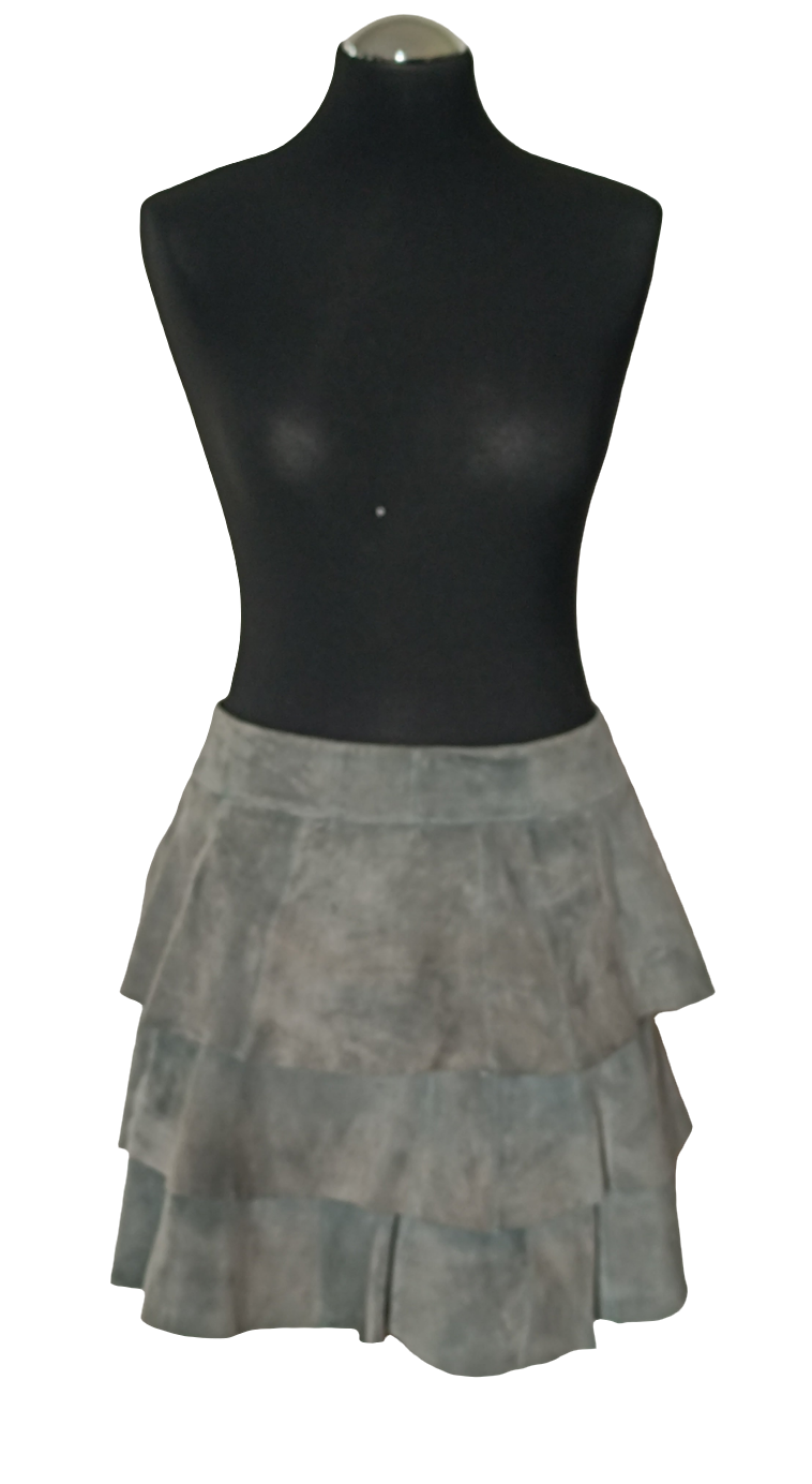 Leder Volant Jupe Mini