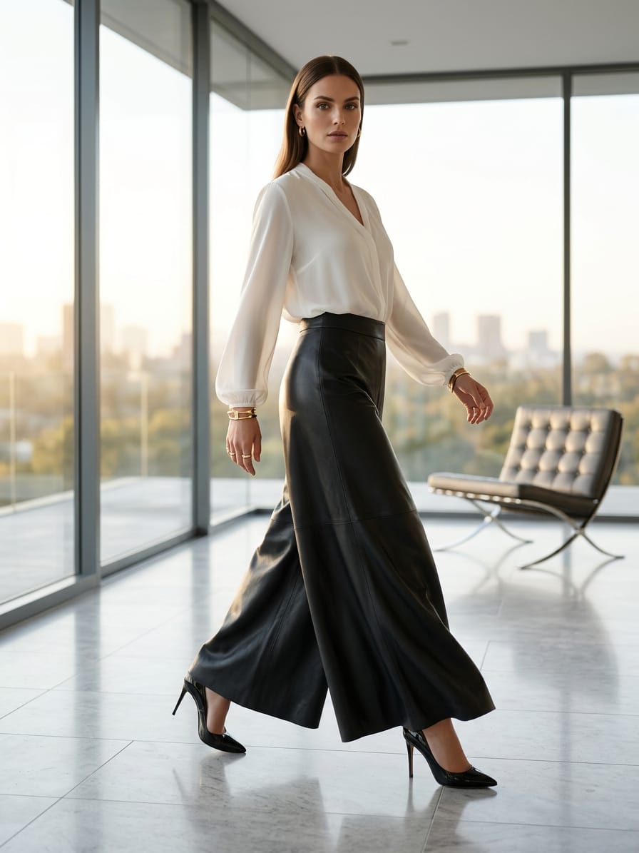 Leder Palazzo Hose