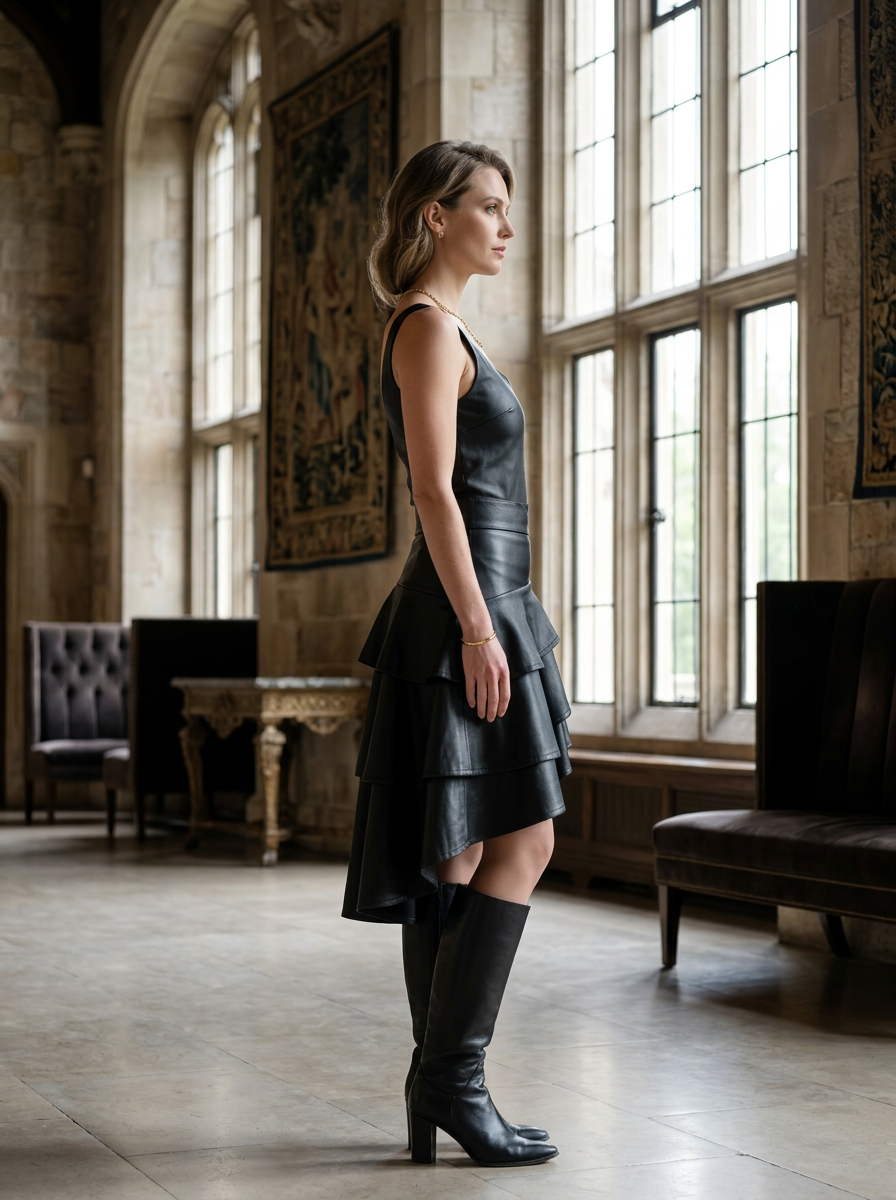 Leder Volant Designer Jupe