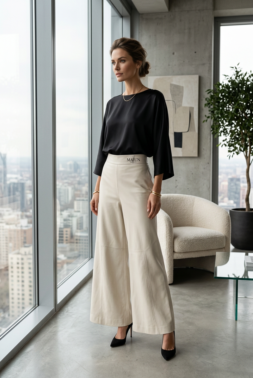Leder Palazzo Hose